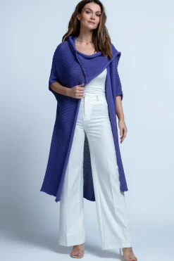 Kardigany Eleganckie | Kardigany Klasyczne>Fobya BAWEŁNIANY KARDIGAN OVERSIZE Z KAPUREM F1852 fiolet