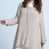 Tuniki | Poncho>Fobya Bawełniany oversizowy asymetryczny sweter na wiosnę i lato F1851 beżowy