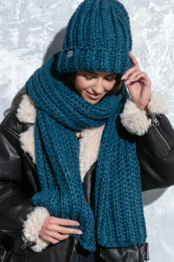 Czapki | Czapka I Szalik>Fobya Czapka o grubym splocie chunky knit F1536 princesblue