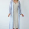 Kardigany Eleganckie | Kardigany Klasyczne>Fobya Długi kardigan mgiełka z wełny baby alpaka i wełny virgin F2042 niebieski