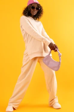 Bluzy | Bluzy>Fobya Dzianinowa Bluza z kapturem i rozporkami F1419 cream