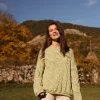 Swetry Na Jesień I Zimę | Ciepłe Swetry>Fobya Elegancki sweter z wełny dziewiczej i wełny alpaki F1767 pistacja