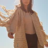 Kardigany Na Jesień I Zimę>Fobya Kardigan Chunky Knit z frędzlami F1089 mocca