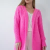Kardigany Na Jesień I Zimę | Kardigany Klasyczne>Fobya Kardigan z kapturem F1284 sweetpink