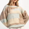 Swetry Oversize | Cienkie Swetry>Fobya Kolorowy casualowy sweter z wełny F1895 pistacja