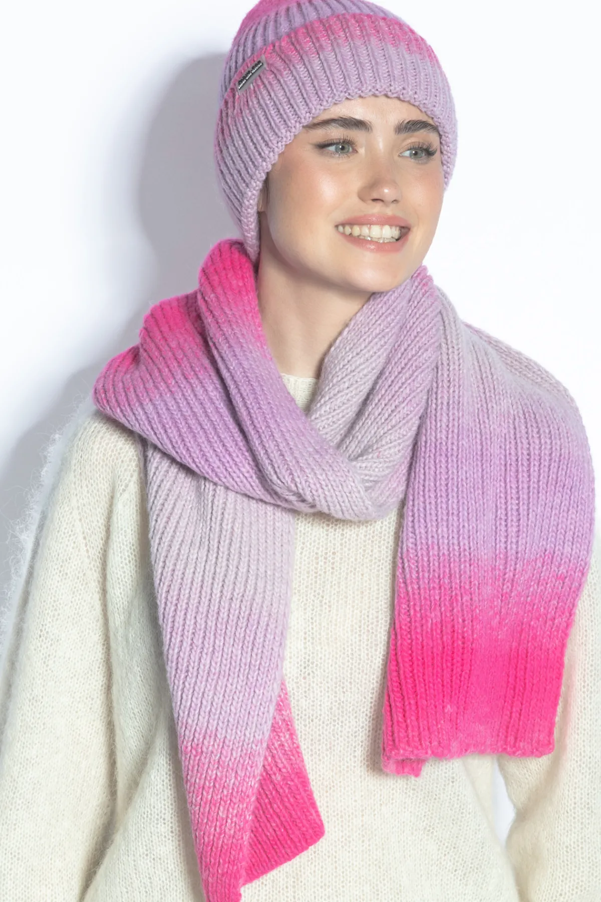 Czapka I Szalik>Fobya Kolorowy wełniany komplet czapka i szal F1753
