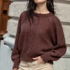 Swetry Eleganckie | Swetry We Wzór>Fobya Lekki bezszwowy sweter z wełny alpaki F1732 choco