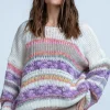 Swetry Oversize | Cienkie Swetry>Fobya Lekki oversizowy kolorowy sweter F1842 fiolet