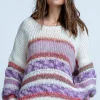 Swetry Oversize | Cienkie Swetry>Fobya Lekki oversizowy kolorowy sweter F1842 różowy
