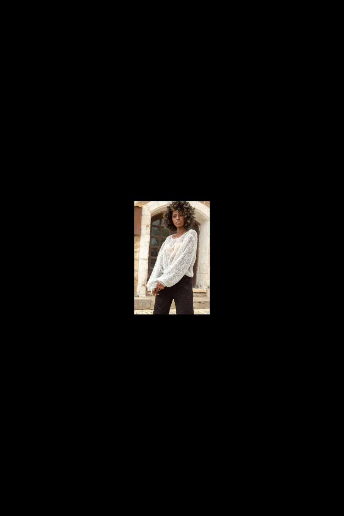 Swetry Oversize | Swetry Eleganckie>Fobya Lekki sweter z wełny alpaki F1663 szary