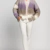 Kardigany Klasyczne | Kardigany Zapinane>Fobya Multikolorowy zapinany kardigan z aranowym splotem F1972 beige