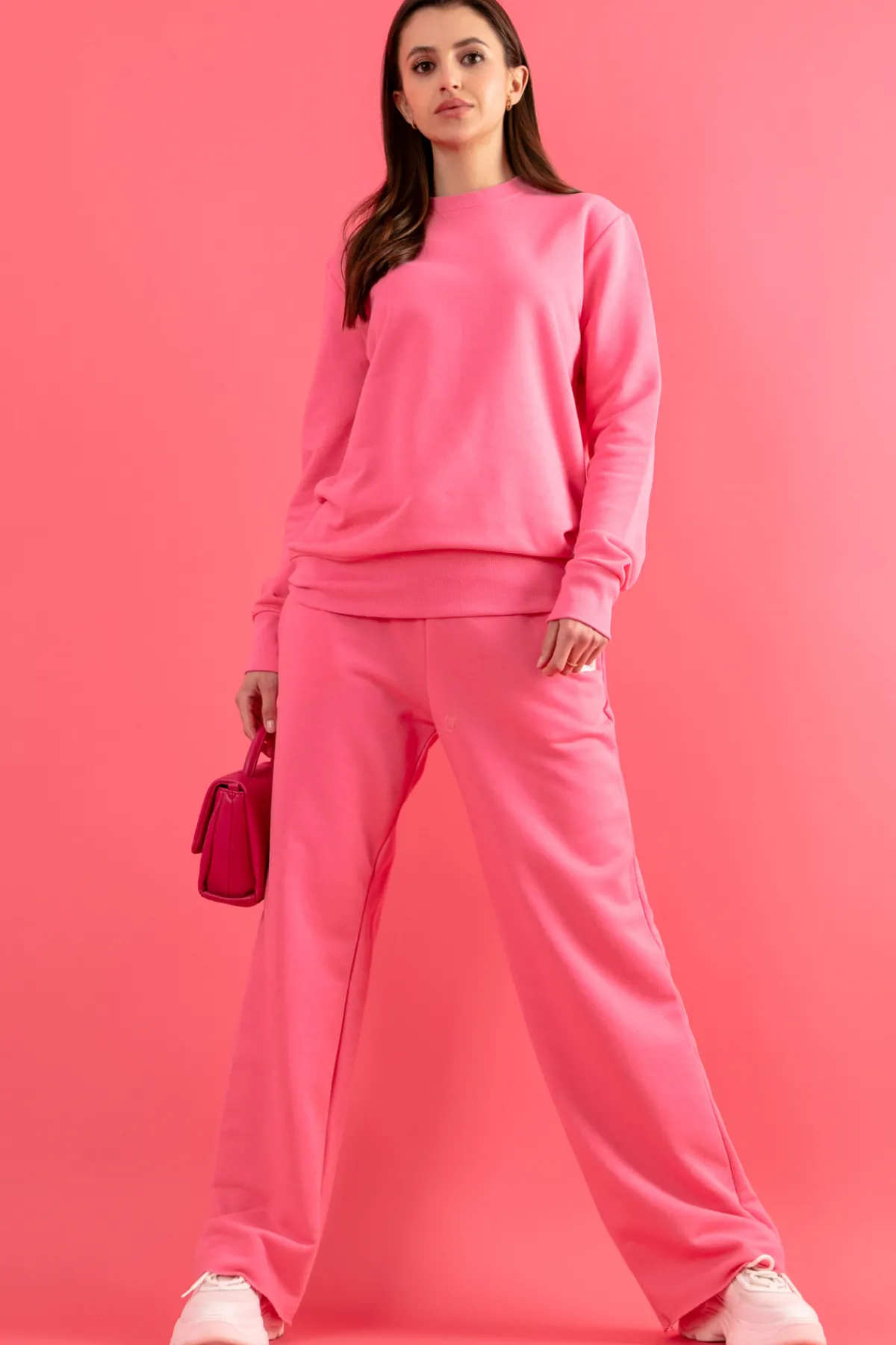 Dresy Długie | Spodnie Dresowe>Fobya Spodnie dresowe bawełniane F1405 sweetpink