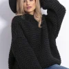 Swetry Na Jesień I Zimę | Ciepłe Swetry>Fobya Sweter CHUNKY KNIT luźny w prążek F790 czarny