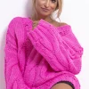 Swetry Na Jesień I Zimę | Ciepłe Swetry>Fobya Sweter oversize CHUNKY KNIT F776 sweetpink