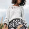 Swetry Na Jesień I Zimę | Ciepłe Swetry>Fobya Sweter z ażurem o grubszym splocie Chunky Knit F1260 szary