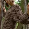 Swetry Na Jesień I Zimę | Ciepłe Swetry>Fobya Sweter z grubymi warkoczami CHUNKY KNIT F780 espresso