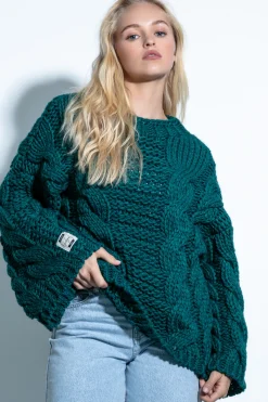 Swetry Na Jesień I Zimę | Ciepłe Swetry>Fobya Sweter z grubymi warkoczami CHUNKY KNIT F780 eden