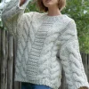 Swetry Na Jesień I Zimę | Ciepłe Swetry>Fobya Sweter z grubymi warkoczami CHUNKY KNIT F780 beżowy