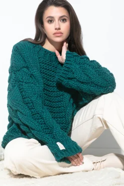 Swetry Na Jesień I Zimę | Ciepłe Swetry>Fobya Sweter z grubymi warkoczami CHUNKY KNIT F780 eden