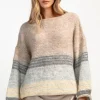 Swetry Oversize | Swetry We Wzór>Fobya Sweter z wełny w paski F1897 latte