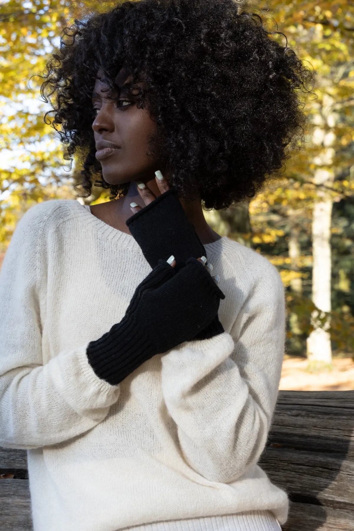 Rękawiczki>Fobya Wełniane mitenki F1931 czarny