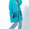 Kardigany Na Jesień I Zimę | Kardigany Eleganckie>Fobya Wełniany kardigan z kieszeniami F1741 niebieski